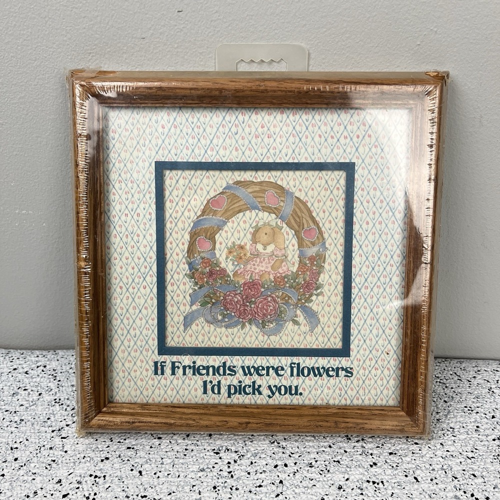 Peaceful Family Products Friends Bunny Rabbit Picture Vintage 90s Wall Hanging